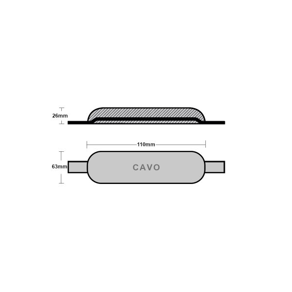 KATRADIS CAVO Weld-on Oval Anode 110x63x26mm Anodes Cavo Yachting