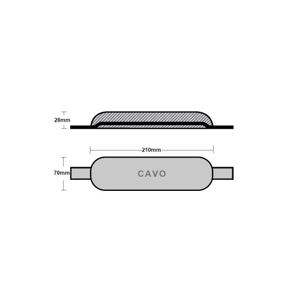 KATRADIS CAVO Weld-on Oval Anode 210x70x28mm Anodes Cavo Yachting