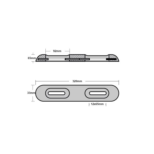 CAVO Bolt-on Bar Anode UK Type 320x65x35mm Anodes Cavo Yachting
