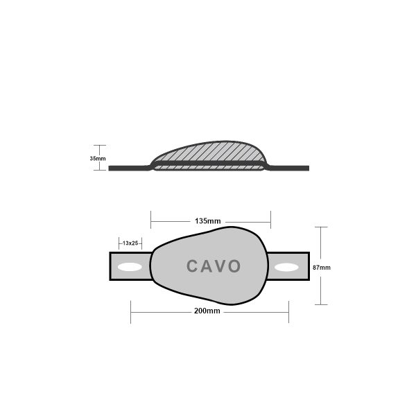 Cavo Ανόδιο Δάκρυ με Λάμες & Οπές 135x87x35mm Ανόδια Cavo Yachting