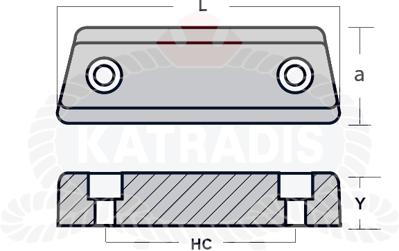 KATRADIS Cavo Anode Bar for Volvo outdrive 290 duo prop Anodes Cavo Yachting