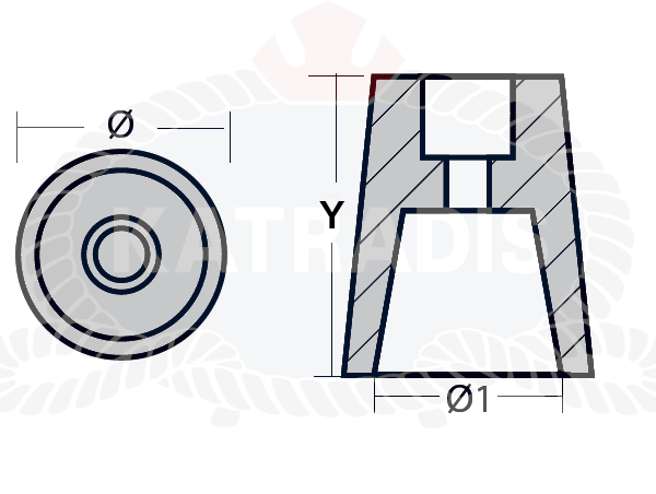KATRADIS CAVO Shaft Anode, Radice Conical Prop Nut Anodes Cavo Yachting