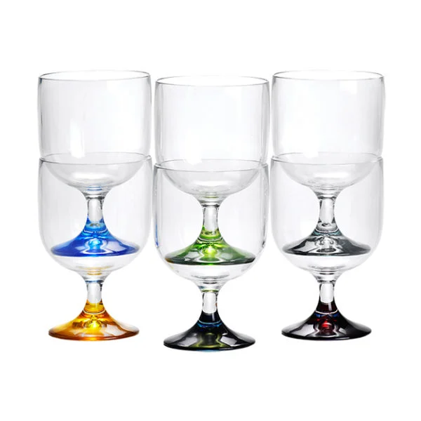Marine Business Wine Glass, PARTY Colored Base, Set of 6 pcs Tableware Cavo Yachting