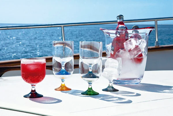 Marine Business Wine Glass, PARTY Colored Base, Set of 6 pcs Tableware Cavo Yachting