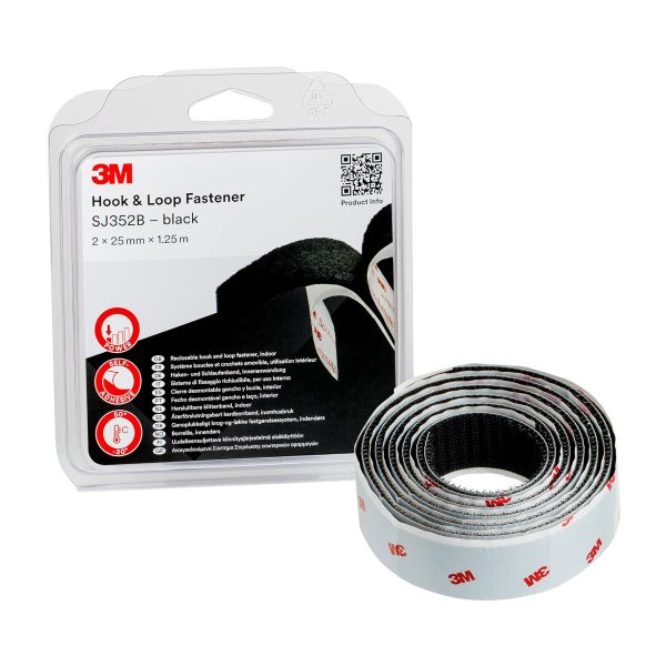 3M Dual Lock SJ355B Reclosable Fastener, Black, 25mm x 2,5m Maintenance Cavo Yachting