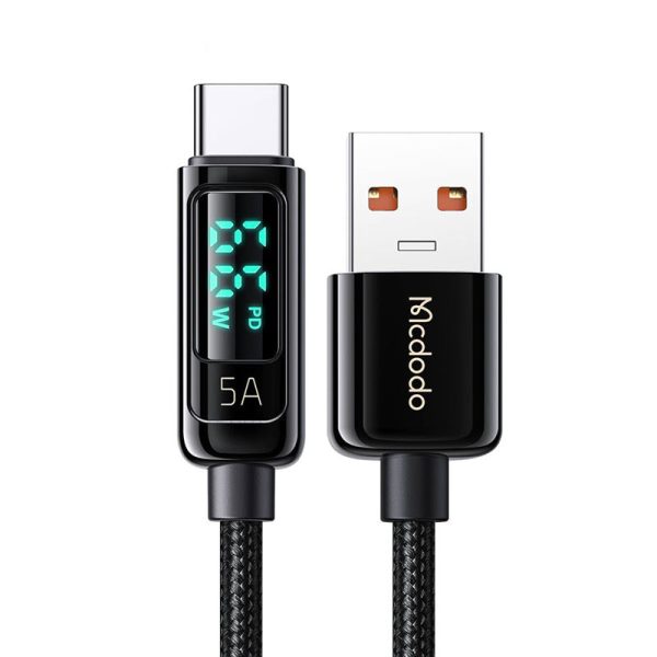 Mcdodo Cable 6A USB-A to Type-C with Digital Display, 1.2m, Black Gadgets Cavo Yachting