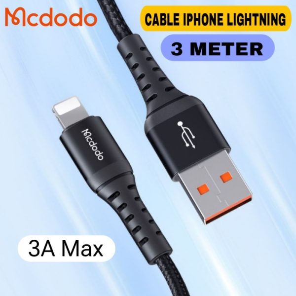 Mcdodo Cable USB-A to Lightning, 3m, Black Gadgets Cavo Yachting