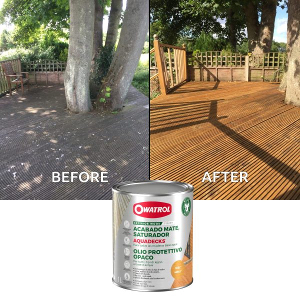 Owatrol Aquadecks Water-based Penetrating Wood Finish, Honey Teak Care Cavo Yachting