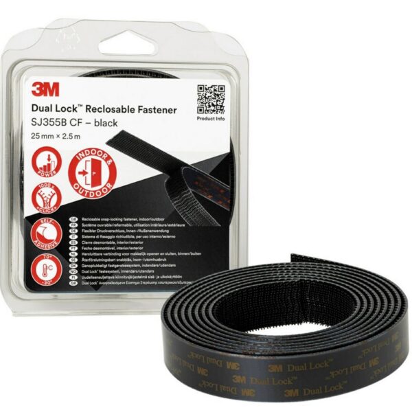 3M Dual Lock SJ3550 Reclosable Fastener, 25mm, Black (per meter) Maintenance Cavo Yachting